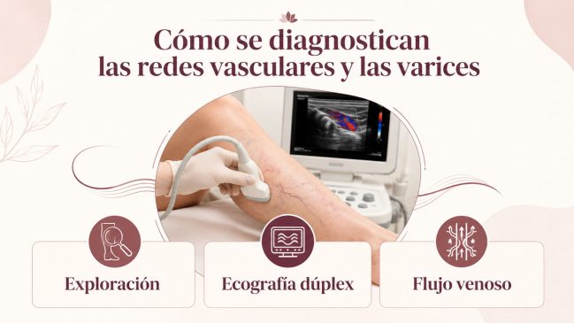 Diagnóstico de redes vasculares y varices mediante exploración y ecografía dúplex