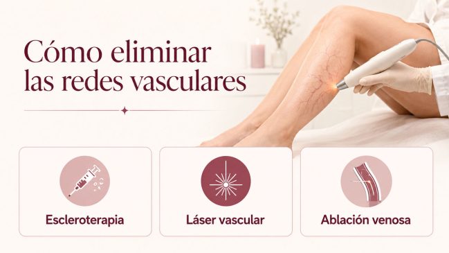 Escleroterapia, láser vascular y ablación venosa para eliminar redes vasculares
