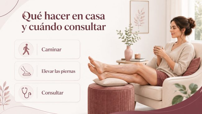 Caminar, elevar las piernas y consultar al médico ante problemas venosos